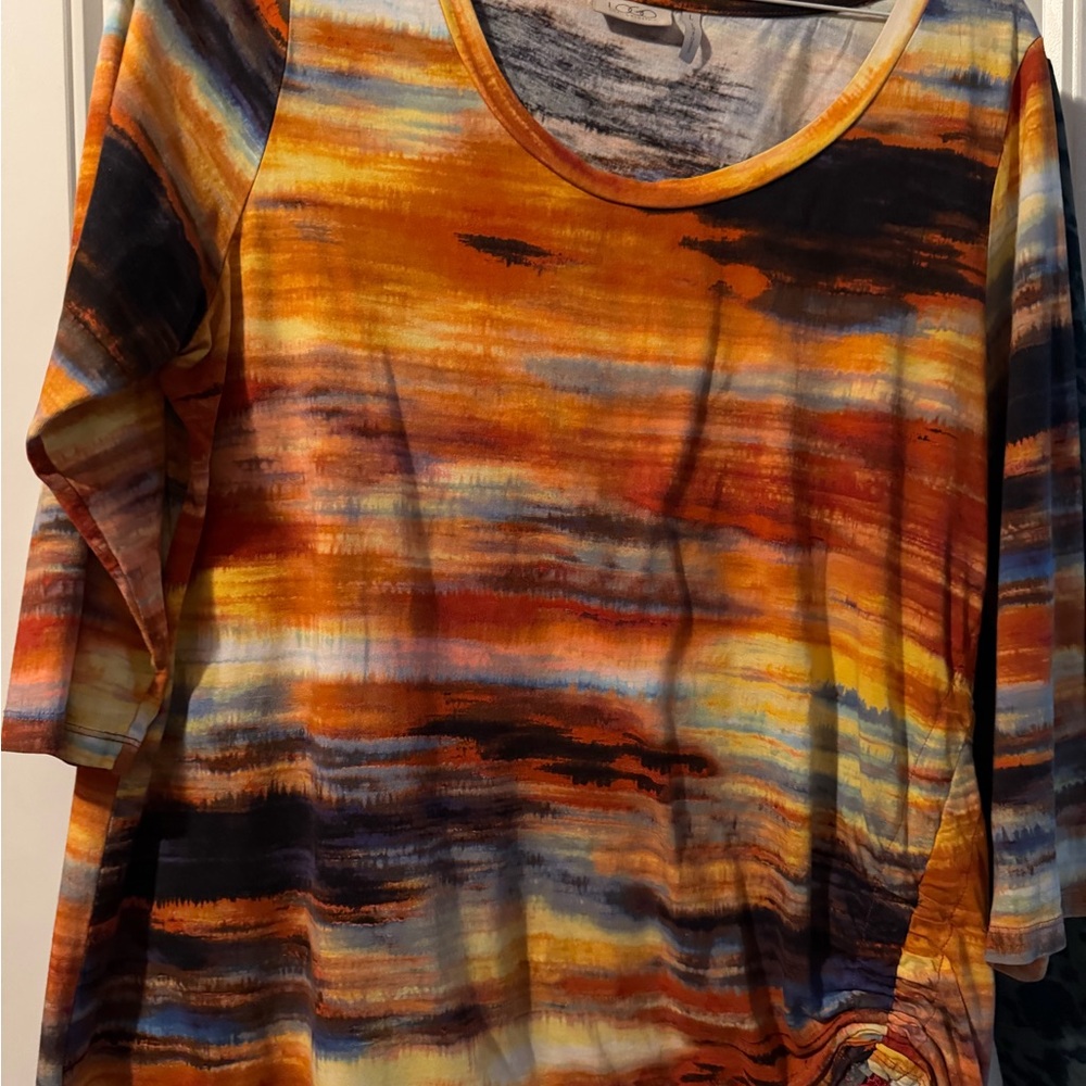 LOGO by Lori Goldstein Colorful Striped Top